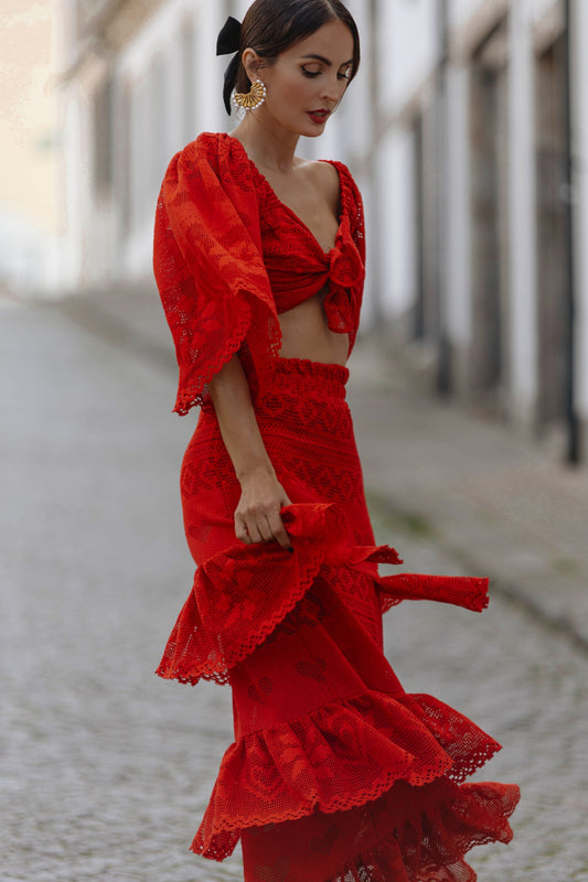 CONJUNTO CROCHÉ VERMELHO