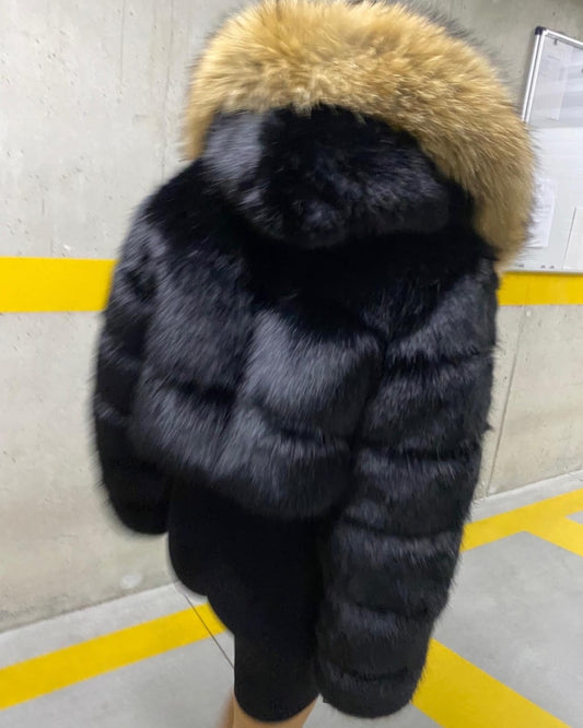 CASACO PÊLO CURTO MAXI CAPUCHO